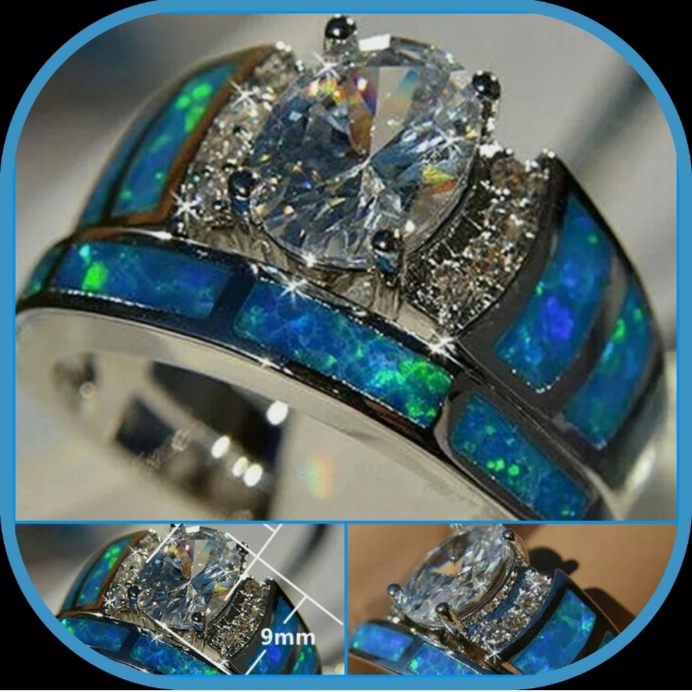 Faux Diamond & Opal Ring Set~NWOT